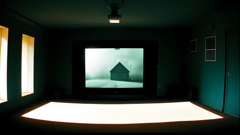 An empty room in an isolated house with a chalk circle drawn on bare floorboards