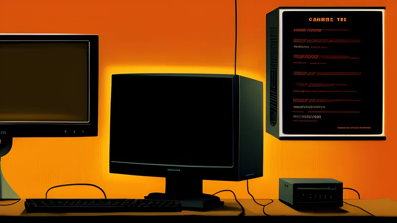 A settings menu rendered as an architectural blueprint, amber CRT glow and scanlines