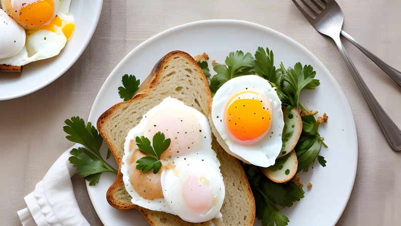 Bowl of bread soup with a poached egg and coriander leaves, olive oil pooled on top