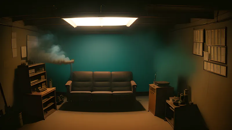 An attic of tea implements in warm dusty light, styled as a repertory cinema poster