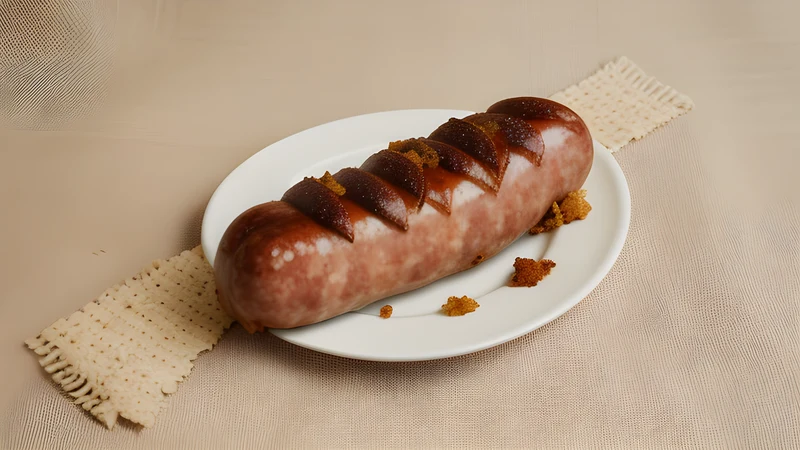 Golden fried alheira sausages on a plate with a fried egg and chips