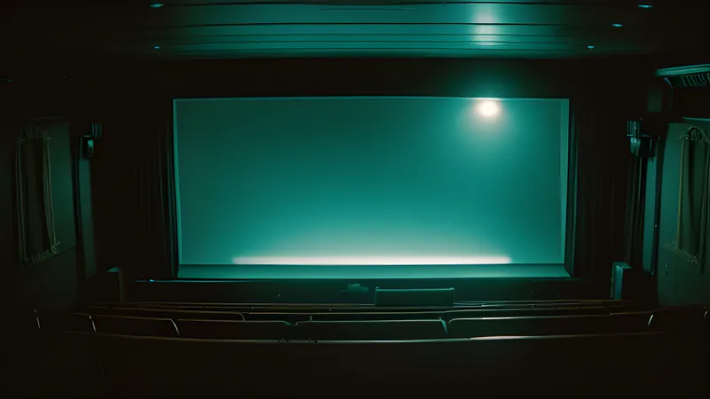 A cruise-ship atrium adrift in starless dark, styled as a repertory cinema poster