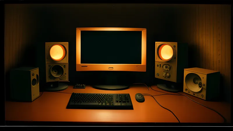 An endless Viking raid stretching into the distance under a stormy sky, rendered in CRT amber glow