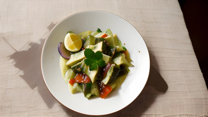 An earthenware pot of bagna càuda over a burner, surrounded by raw vegetables