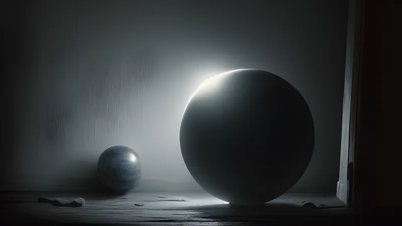 A glowing pale sphere floating inside a dim farmhouse room during a thunderstorm