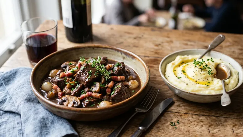 Beef Bourguignon with Smoked Bacon and a Whisper of Chocolate