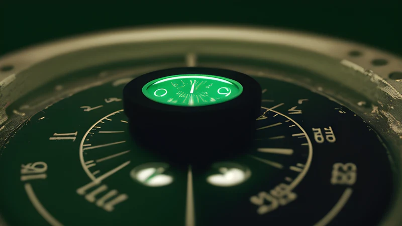 A single small dial glowing on an otherwise empty dark control panel