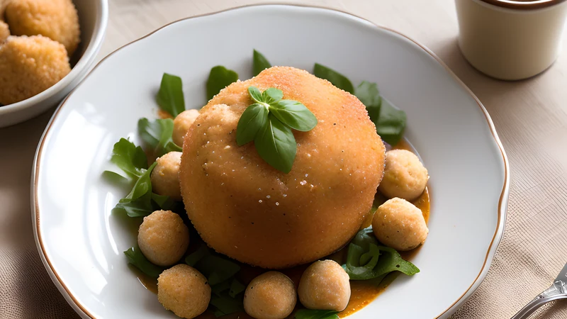 A pile of golden fried bitterballen on paper with one broken open beside a pot of grainy mustard