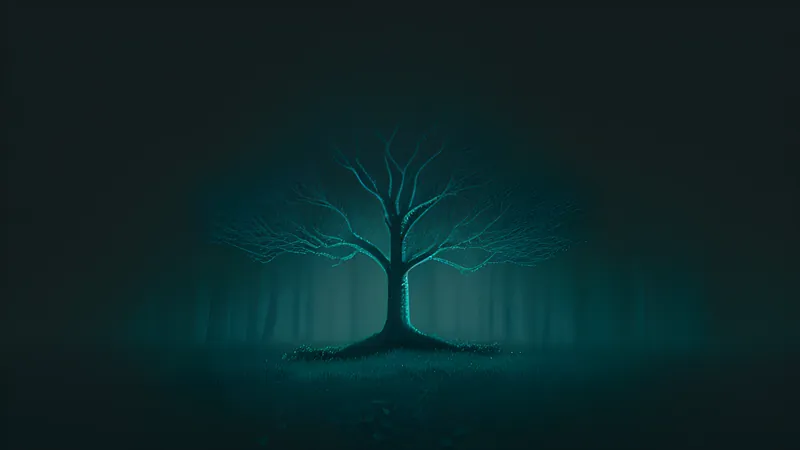 An endless chain of glowing interlocked ledger blocks fading into a branching git tree of light