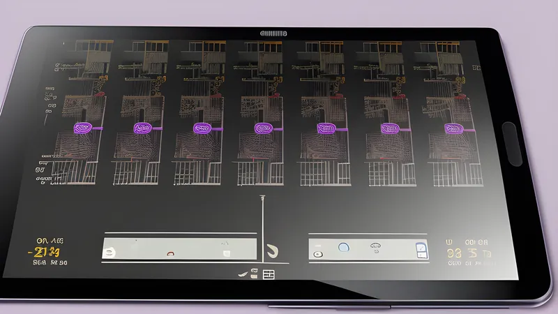 An exploded e-ink tablet cutaway showing its display layer, battery sheet and stylus sensor grid