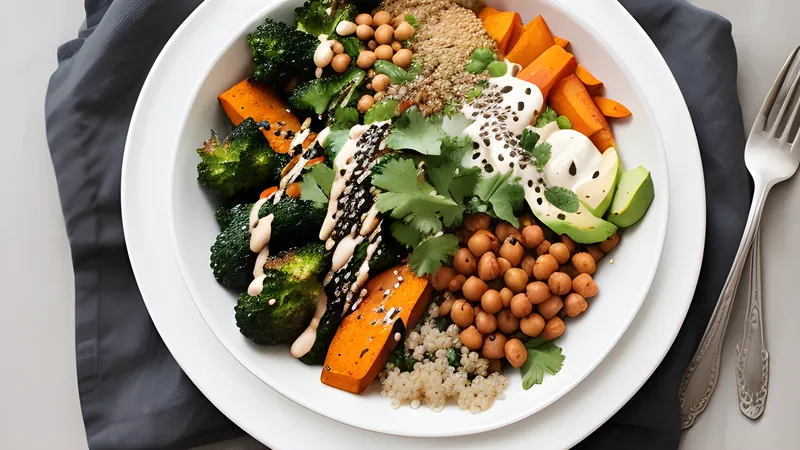 Buddha Bowl with Miso-Roasted Vegetables and Tahini