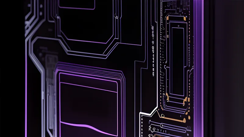 An invented curved monitor panel edge macro, backlight zones glowing unevenly across the panel layer
