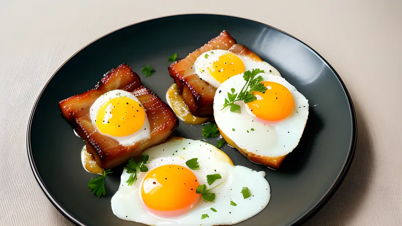 Glossy slow-braised pork belly cubes in dark soy glaze with a soft egg and spring onion