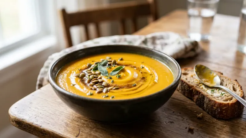 Roasted Butternut Squash Soup with Brown Butter and Sage