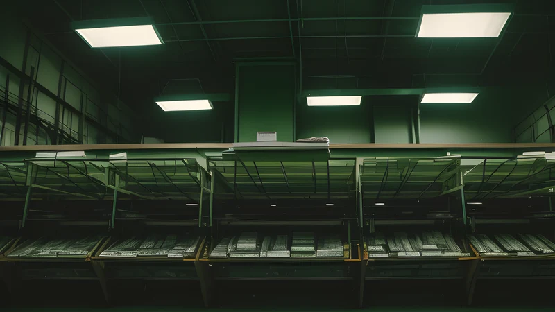 A conveyor belt of glowing ebooks being cleaned, tagged and shelved by unseen machinery