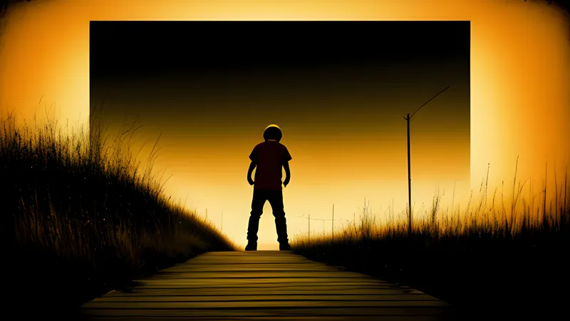 A skateboarder against a bright sun-bleached boardwalk in amber CRT glow