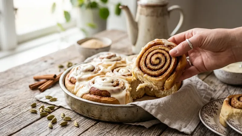 Cardamom Cinnamon Rolls with Cream Cheese Glaze