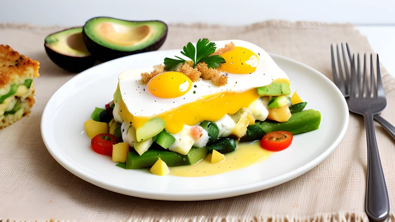A slice of layered causa limeña showing yellow potato around a chicken and avocado filling with egg garnish