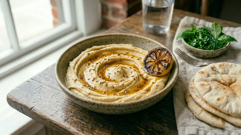 Charred-Lemon Hummus with Cumin Brown Butter