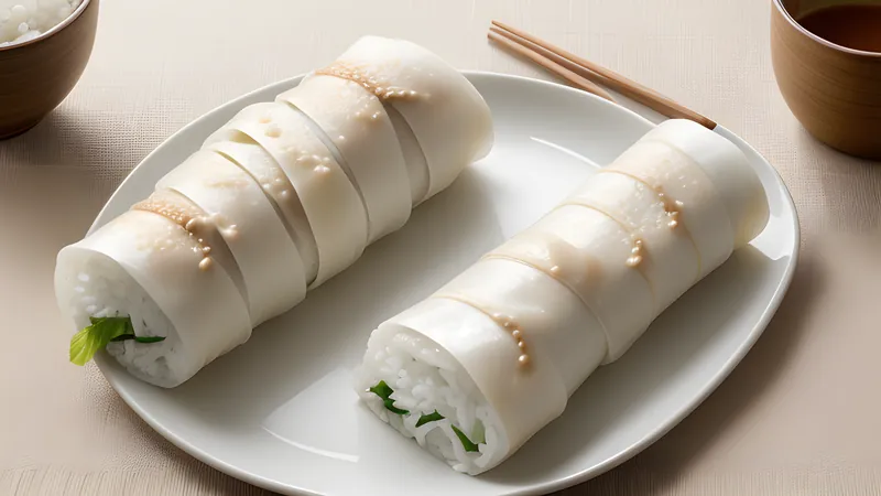 Glistening white cheung fun rice noodle rolls in a bamboo steamer, drizzled with dark sweet soy sauce