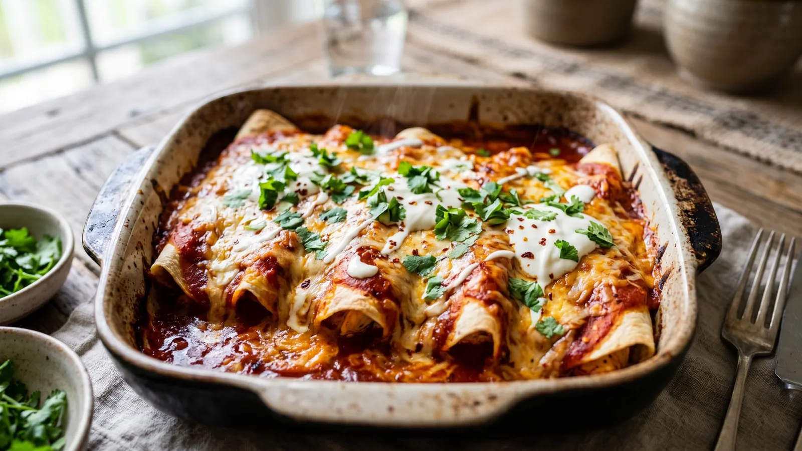 Featured image for Chicken Enchiladas in Red Chilli Sauce