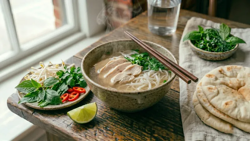 Weeknight Chicken Pho with Charred Ginger