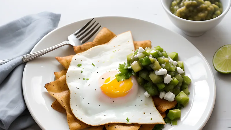 Chilaquiles Verdes with a Fried Egg