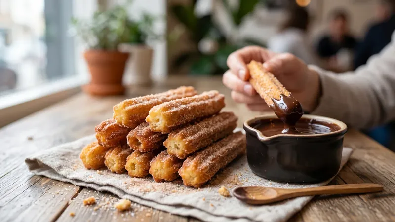 Churros with Dark Chocolate Dip