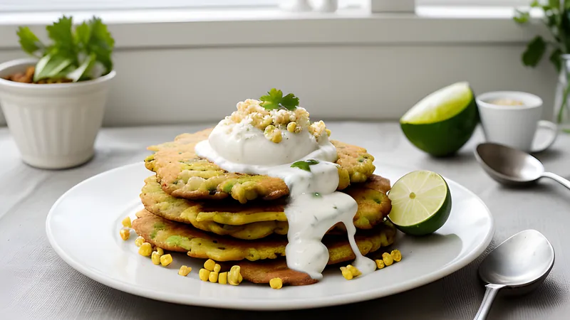 Corn and Courgette Fritters with Lime Yoghurt