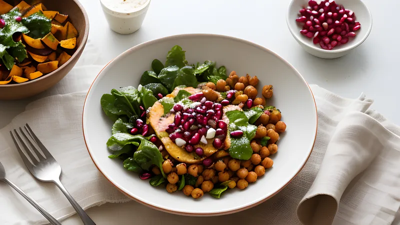 Crispy Chickpea and Sweet Potato Bowl with Tahini Dressing