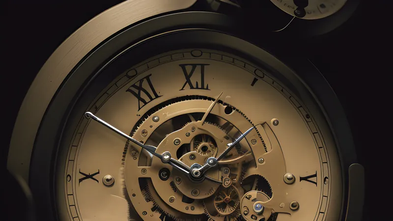 A glowing clock face with gears turning a small looping arrow back to its own starting hour