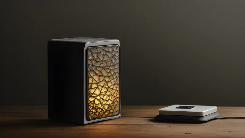A weathered micro desktop tower glowing beside a sleek new compact mini PC, both radiating faint server light