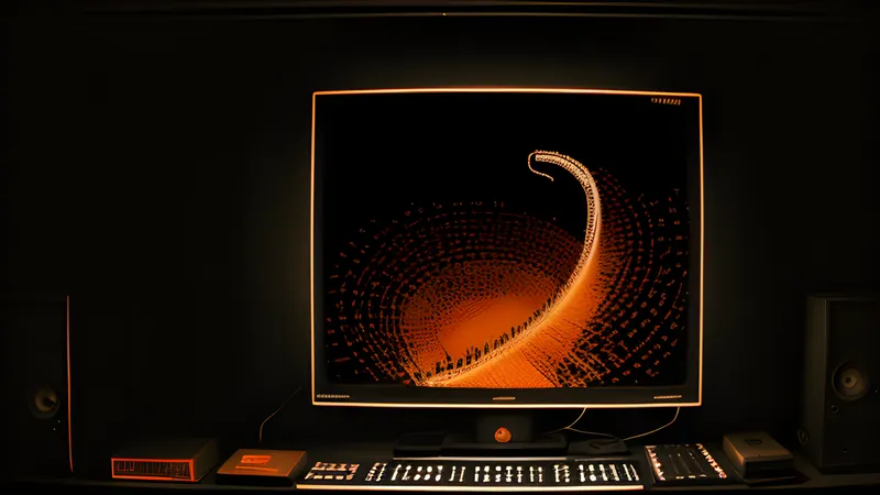A cascade of glowing musical notation spiralling around a duelling blade