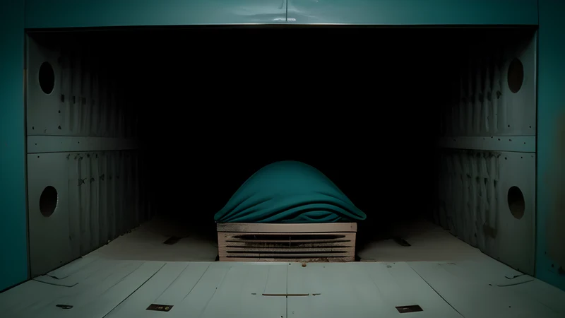 An open hatch in a ship's hull with a narrow filtered grate fitted over it