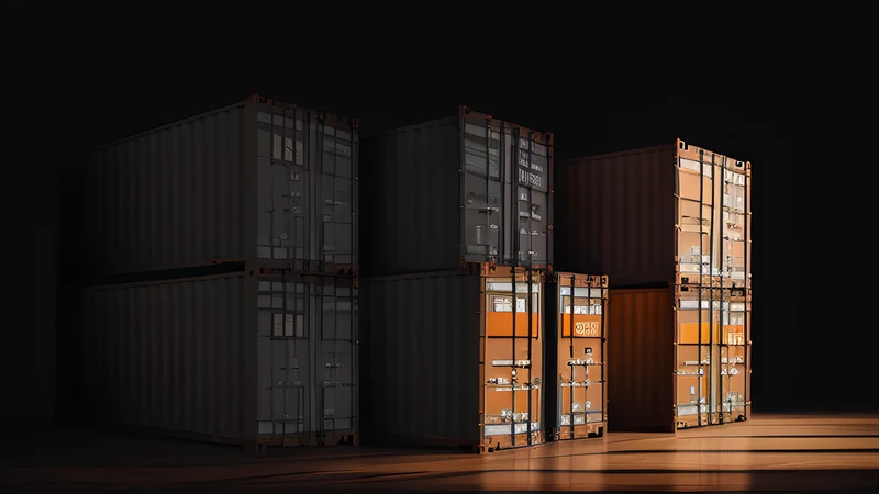 A stack of shipping containers with a clean, readable control panel bolted to the front