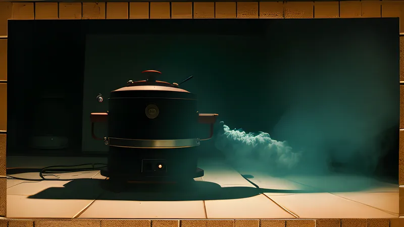 A bamboo steamer opening in a bright tiled kitchen, steam rising