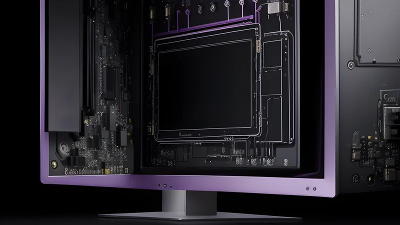 An invented monitor panel macro with a matte paper-like textured surface showing faint grey-scale refresh ghosting