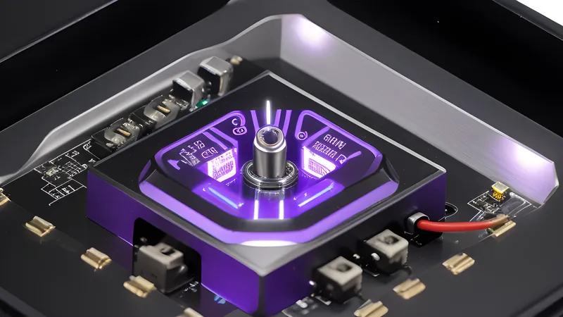 An invented smart plug body with a glowing digital wattage readout etched across its face