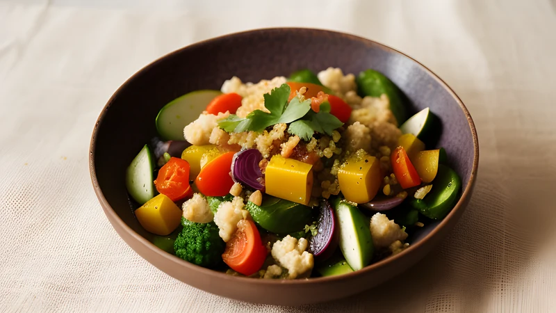 Torn strips of dark aubergine and red pepper arranged on a white platter with glossy dressing and parsley