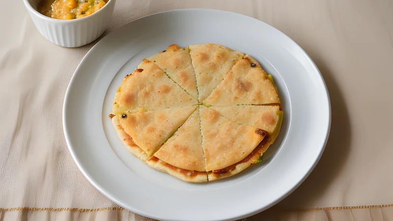 A blistered wedge of farinata lifted from a black steel pan, cracked pepper on top