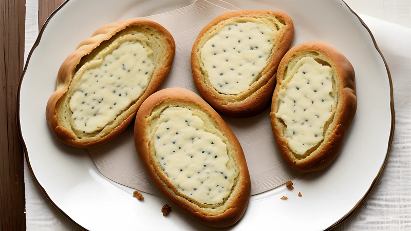 Golden open-topped cheese pastries crusted with sesame seeds on a wire rack