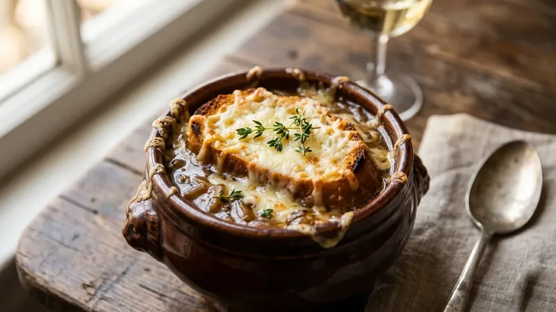 French Onion Soup with Cider and Gruyère