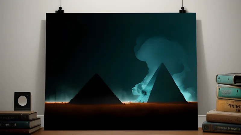 A stone pyramid on a fog planet beside a wrecked ship, styled as a repertory cinema poster