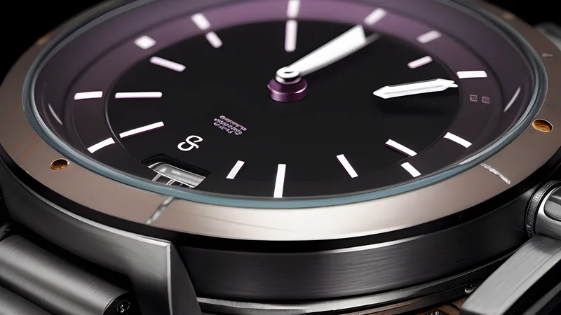 A weathered invented rugged watch body with a scratched bezel, solar-cell texture faintly visible on its face
