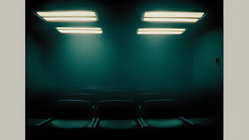 A featureless white surgical mask resting on an empty chair in a cold French clinic