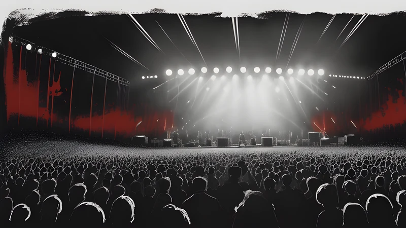A warm-lit small venue stage in Roskilde with a student crowd close to the band