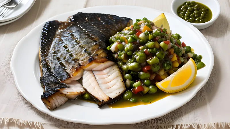 Grilled Whole Sea Bass with Salsa Verde