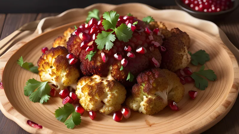 Harissa Roasted Cauliflower with Tahini and Pomegranate