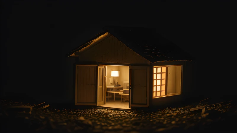 Cutaway of a house with dozens of small sensors meshed to one glowing central coordinator