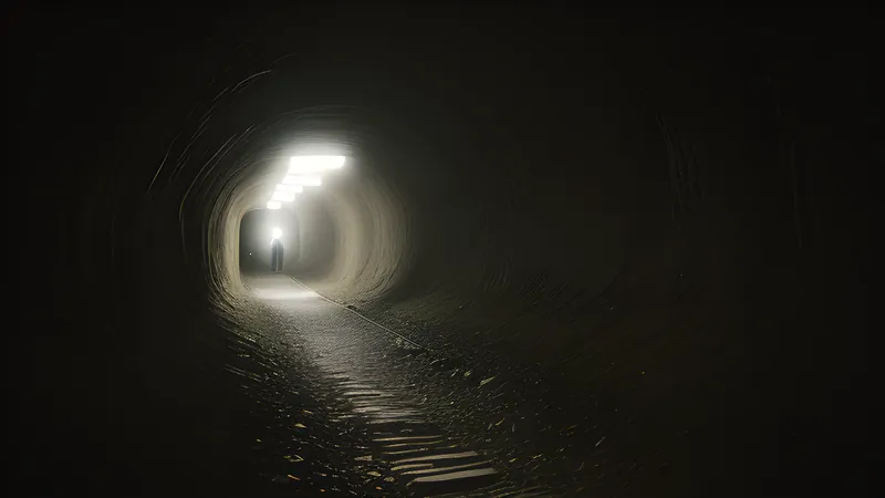 A glowing sealed envelope travelling a dark tunnel, its seal cracking open just before reaching a waiting hand